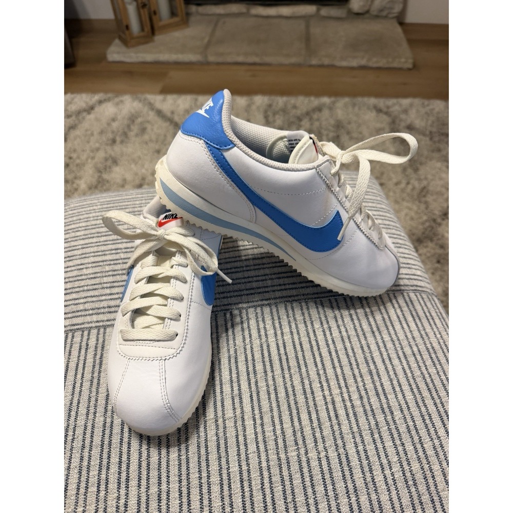 Nike Cortez Womens 7.5 White University Blue Sail Leather Sneakers DN1791-102